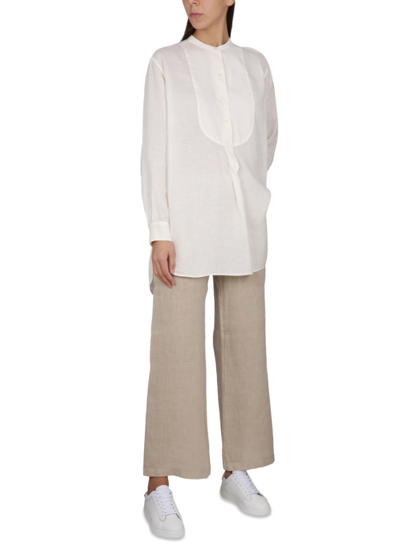 Shop Aspesi White Linen Tunic Shirt