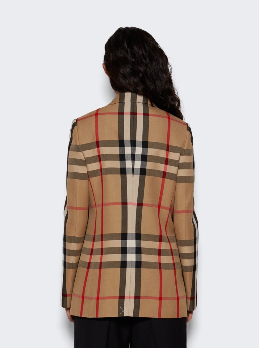 Burberry Check Wool Cotton Jacquard Tailored Jacket In Neutrals