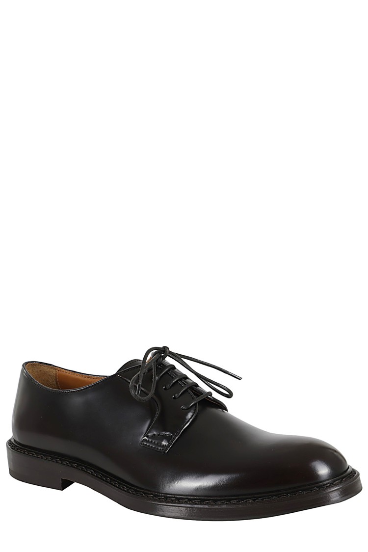 Doucal's Derby Lace-ups In Dark Brown Leather In Brown
