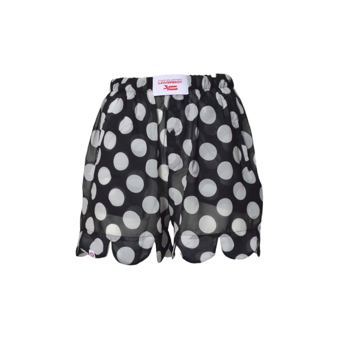 Charles Jeffrey Loverboy Black/white Polka Dot Voile Boxer Shorts In Black
