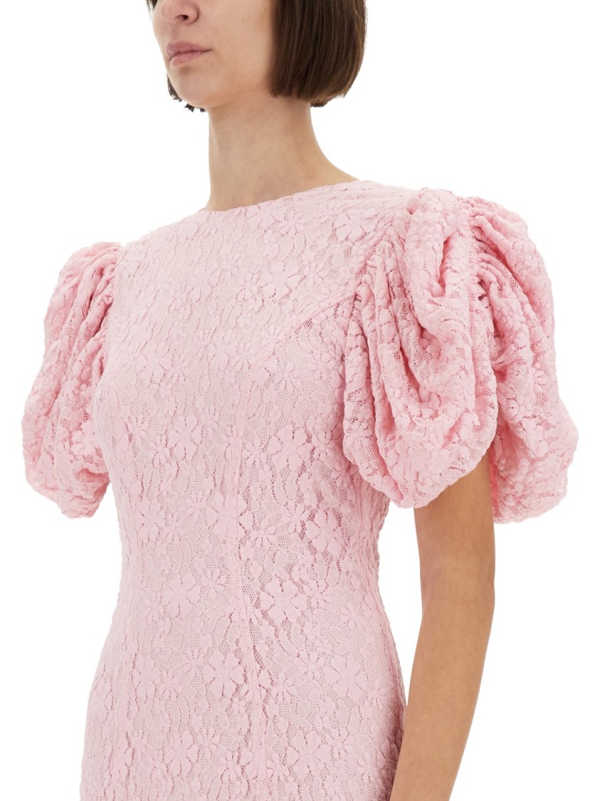 Rotate Birger Christensen Rotate Sunday Floral Lace Midi Dress In Pink