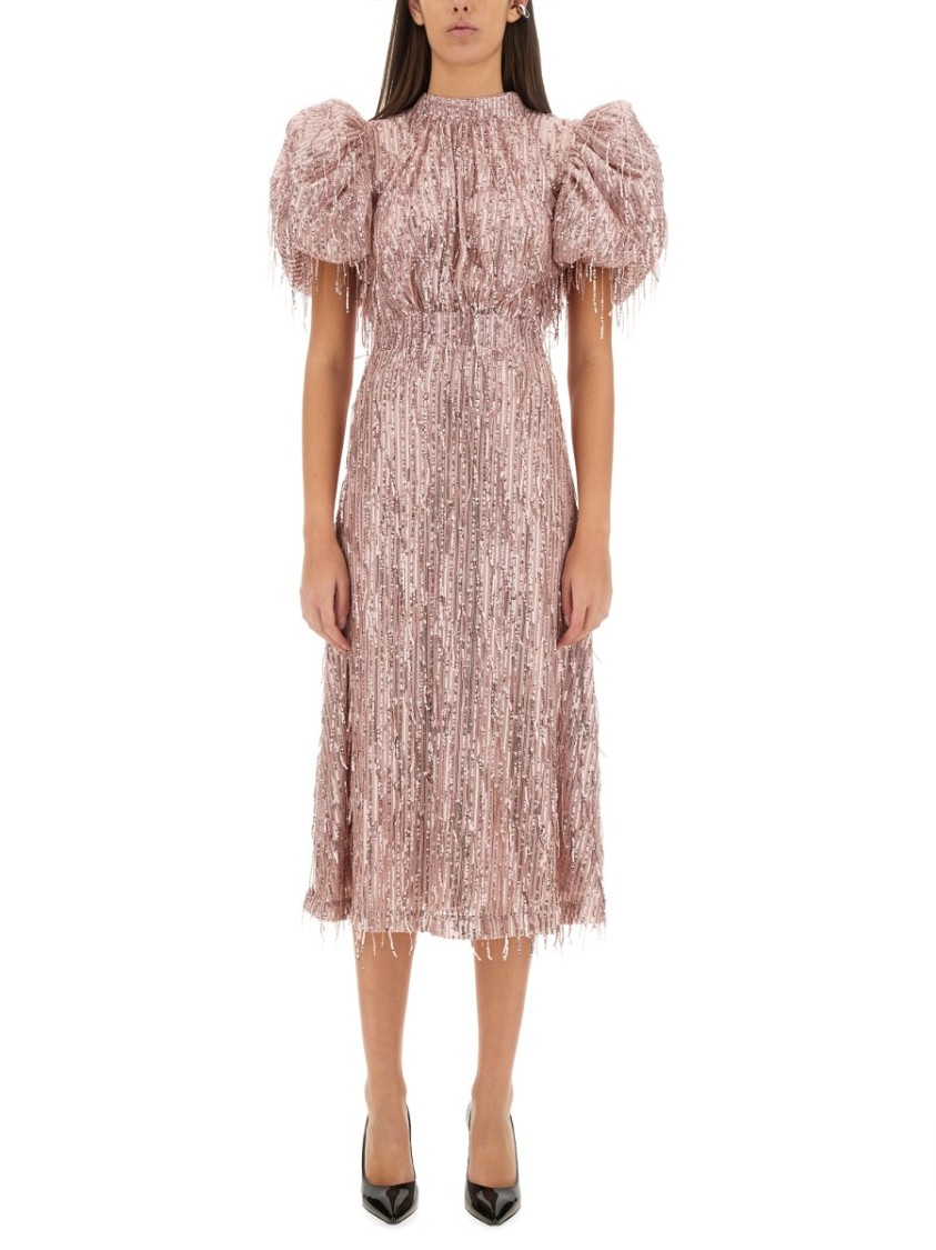 Shop Rotate Birger Christensen Rotate Mini Dress With Bangs In Pink
