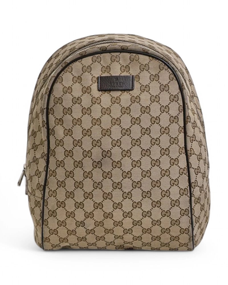 Gucci Brown Gg Supreme Medium Zip Backpack