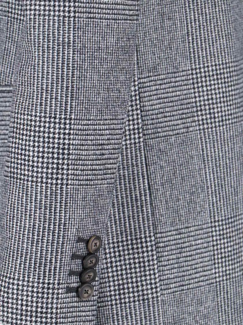 Tagliatore Check Pattern Notch Lapel Front Pockets Blazer In Gray
