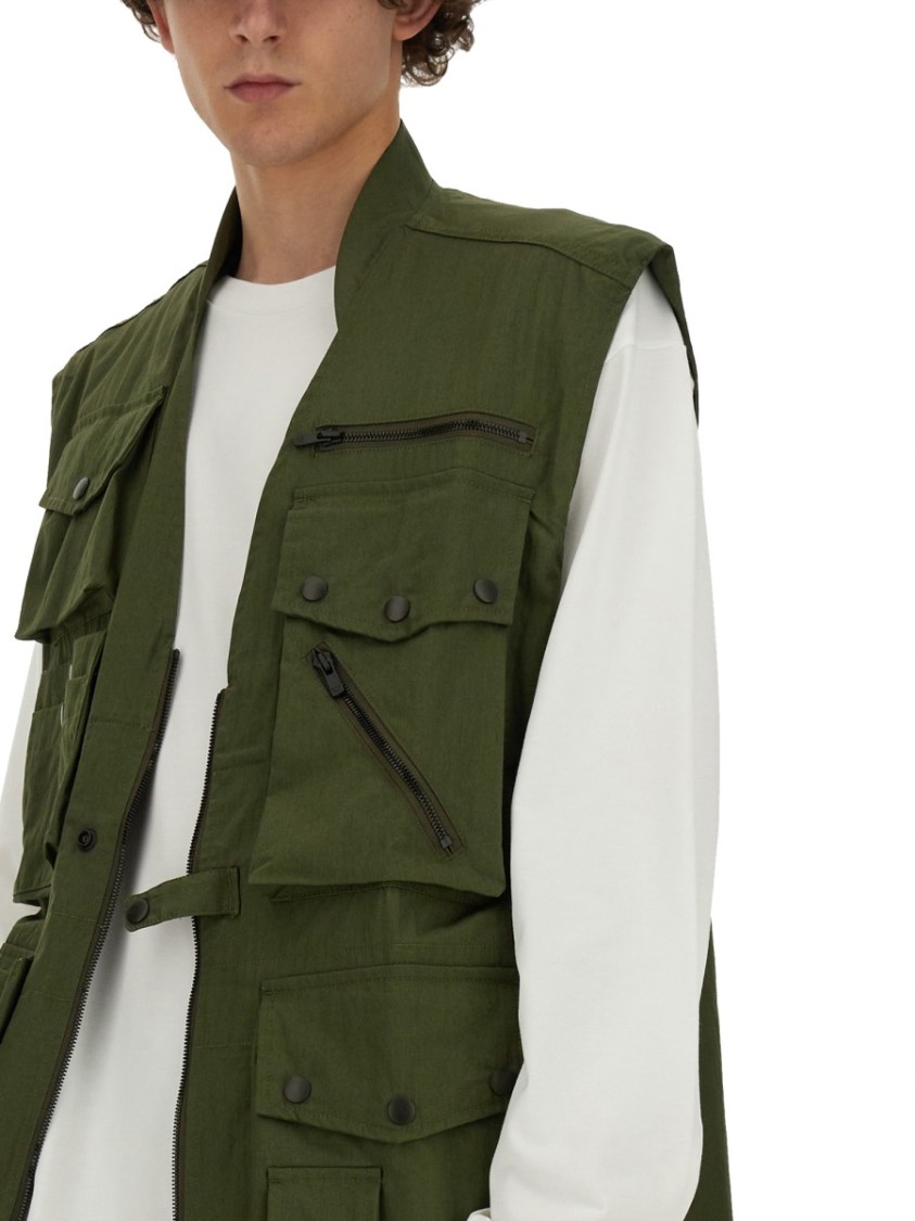 Shop Needles Utility Vest With Multiple Pockets And Zip Closure In Black