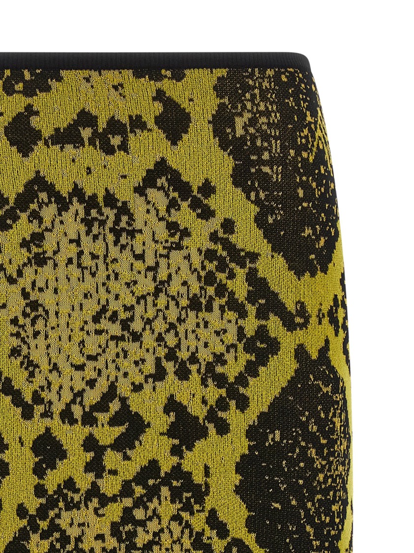 Attico Knee-length Bodycon Python Print Skirt In Black