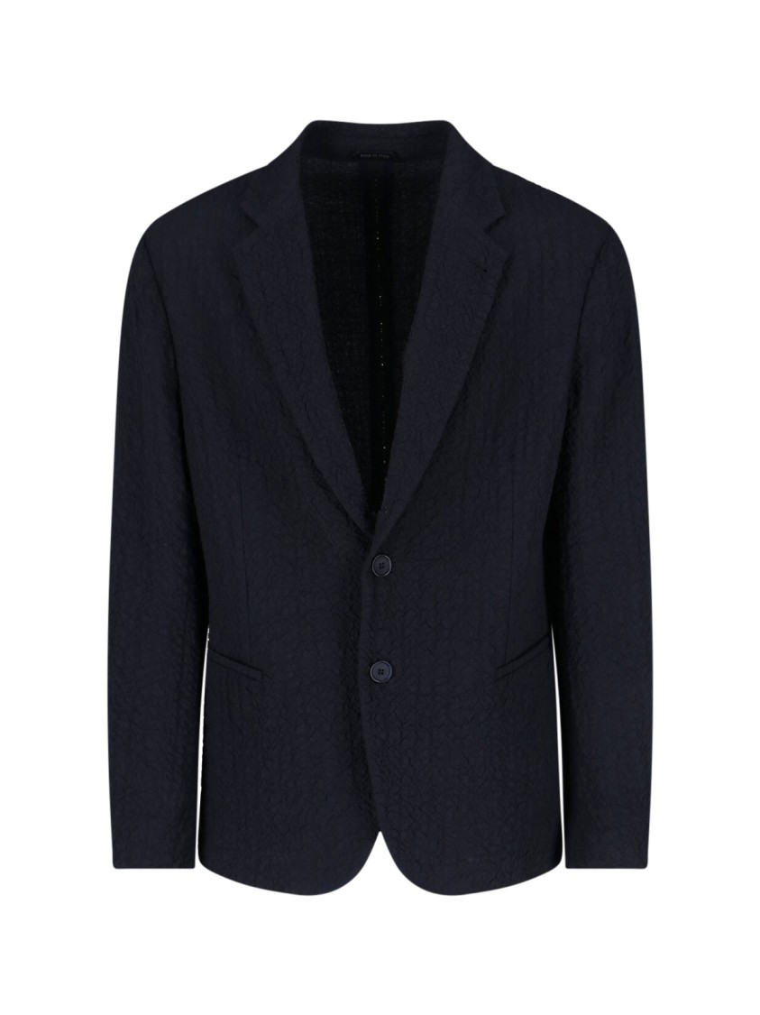Giorgio Armani Front Pockets Notched Lapel Single Breasted Textured Fabric