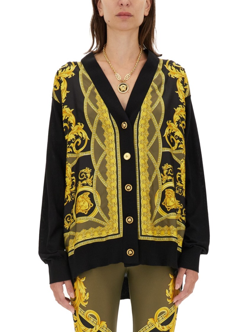Versace Black La Coupe Des Dieux Cardigan In Multicolor