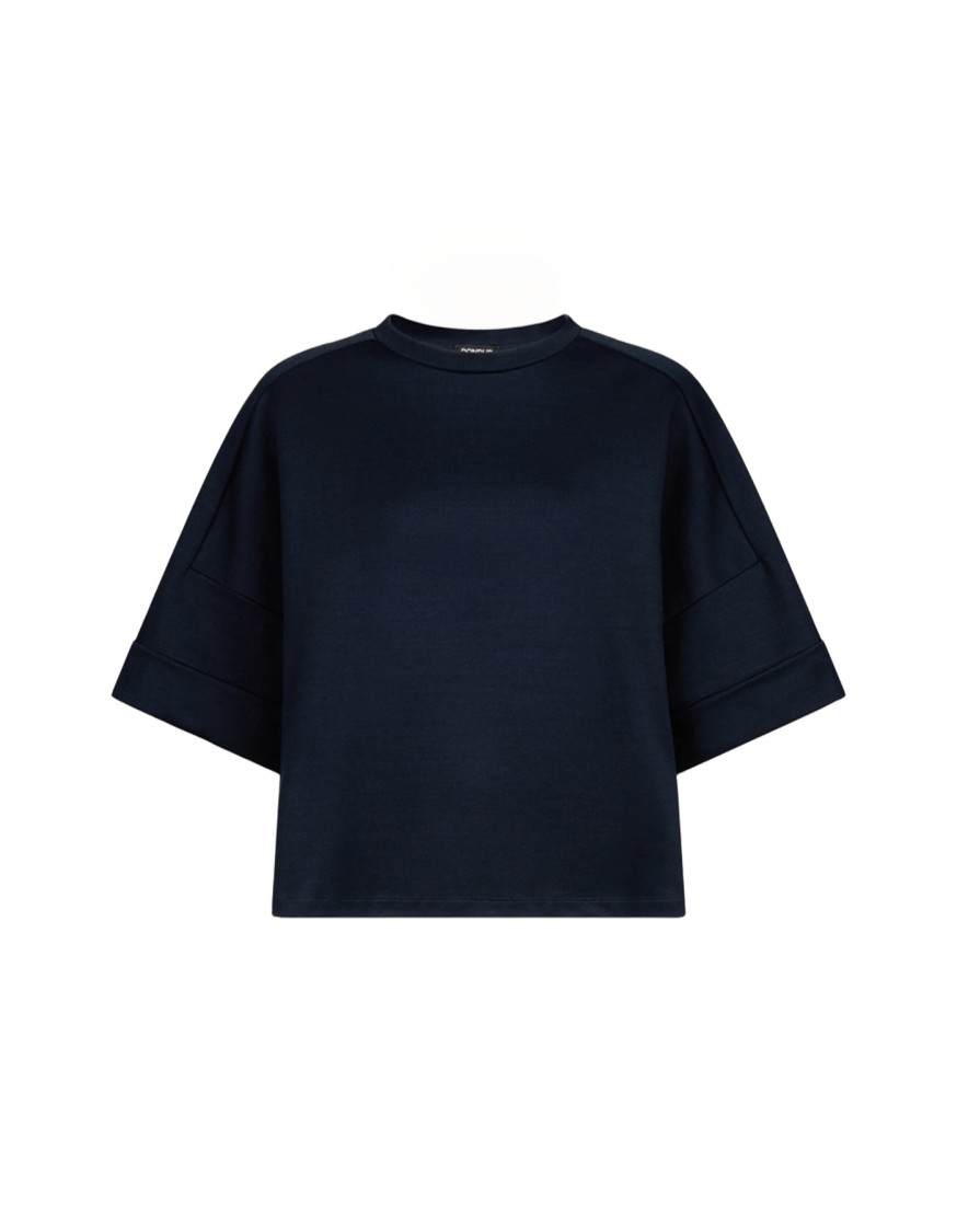 Dondup Cropped Black T-shirt With Wide Sleeves And Modern Silhouette