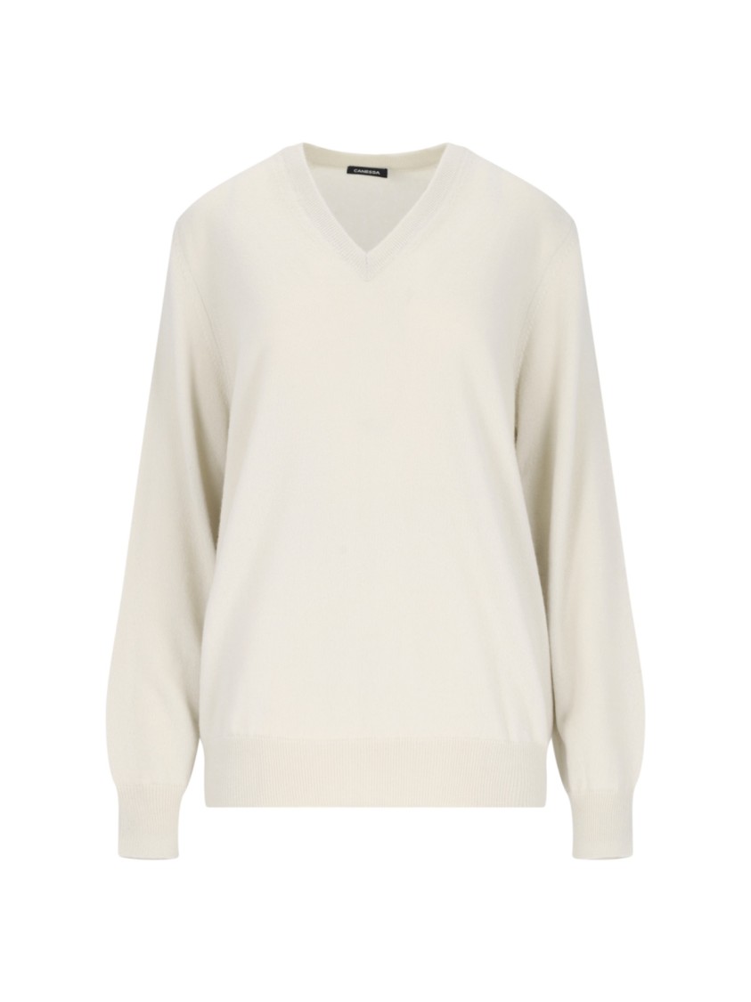 Canessa V-neck Sweater In Cream Cashmere