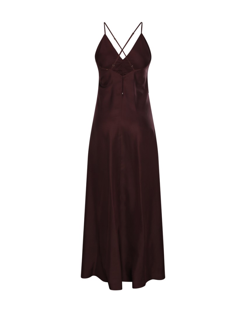 Shop Forte Forte Flowing Silk Maxi Dress With Deep V-neckline In Black