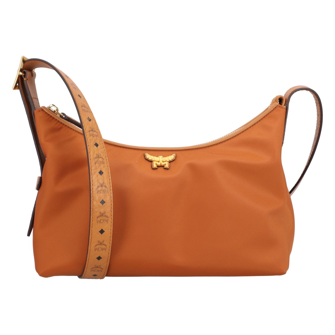 Mcm Aren Hobo Bag In Recycled Nylon And Monogram Print Leather In Brown