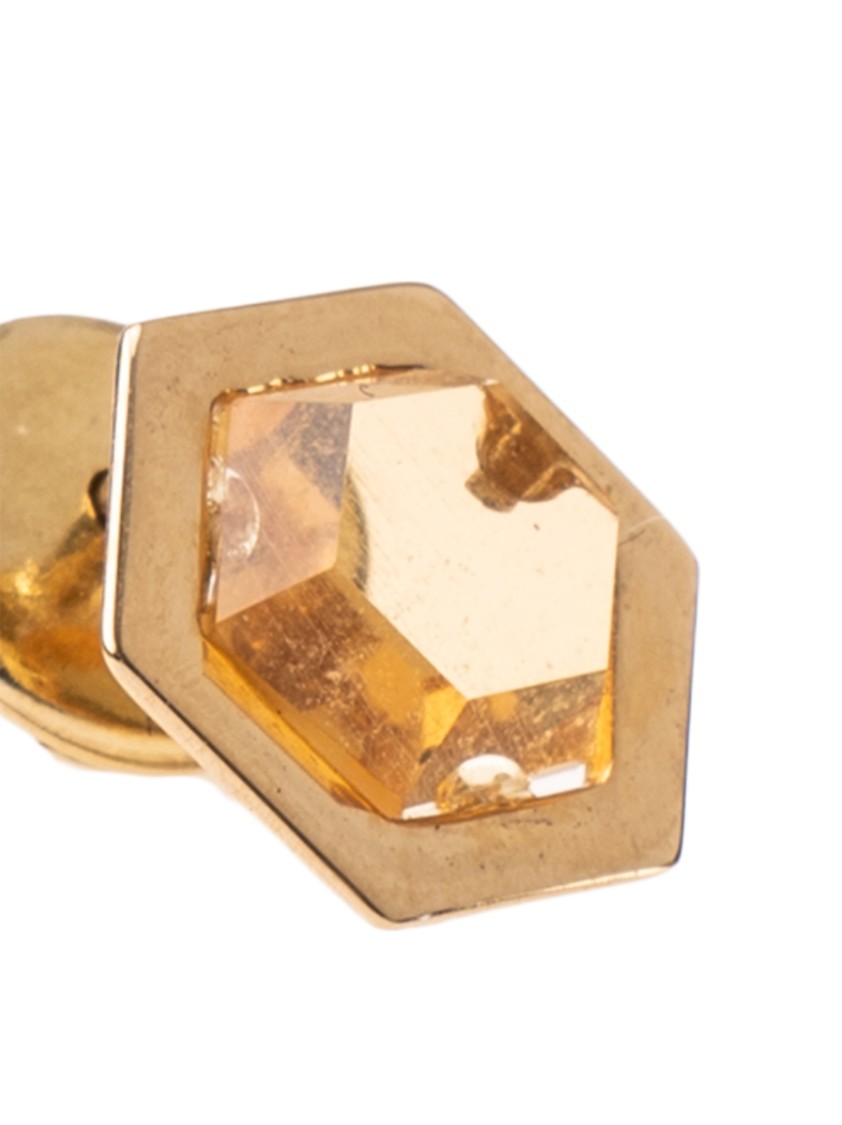 D.delettrez Hexagonal Gold Earrings With Radiant Yellow Diamonds