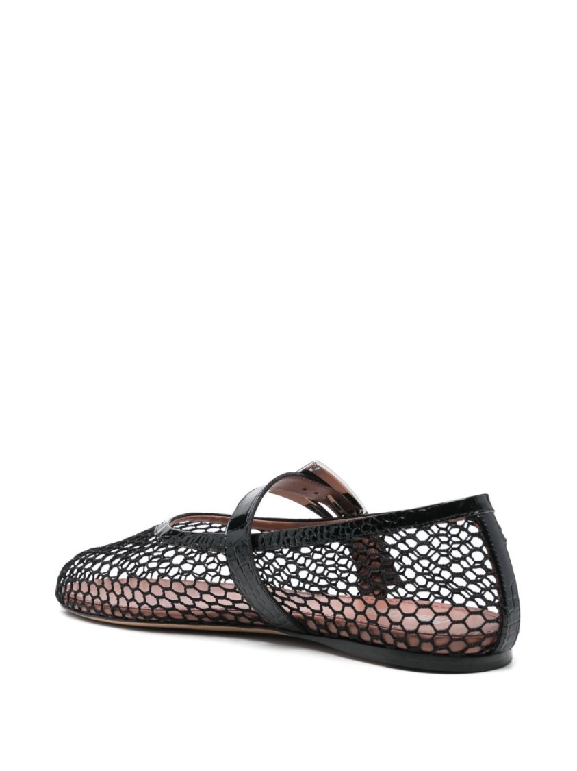 PARIS TEXAS PARIS TEXAS UNIQUE BLACK MESH FLATS WITH DELICATE BUCKLE STRAP