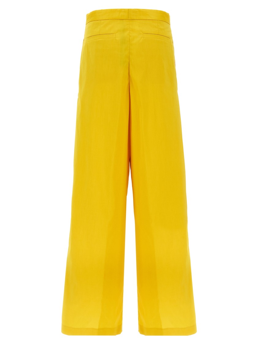 Fabiana Filippi Wide-leg Cotton Blend Trousers With Pin Tucks In Yellow