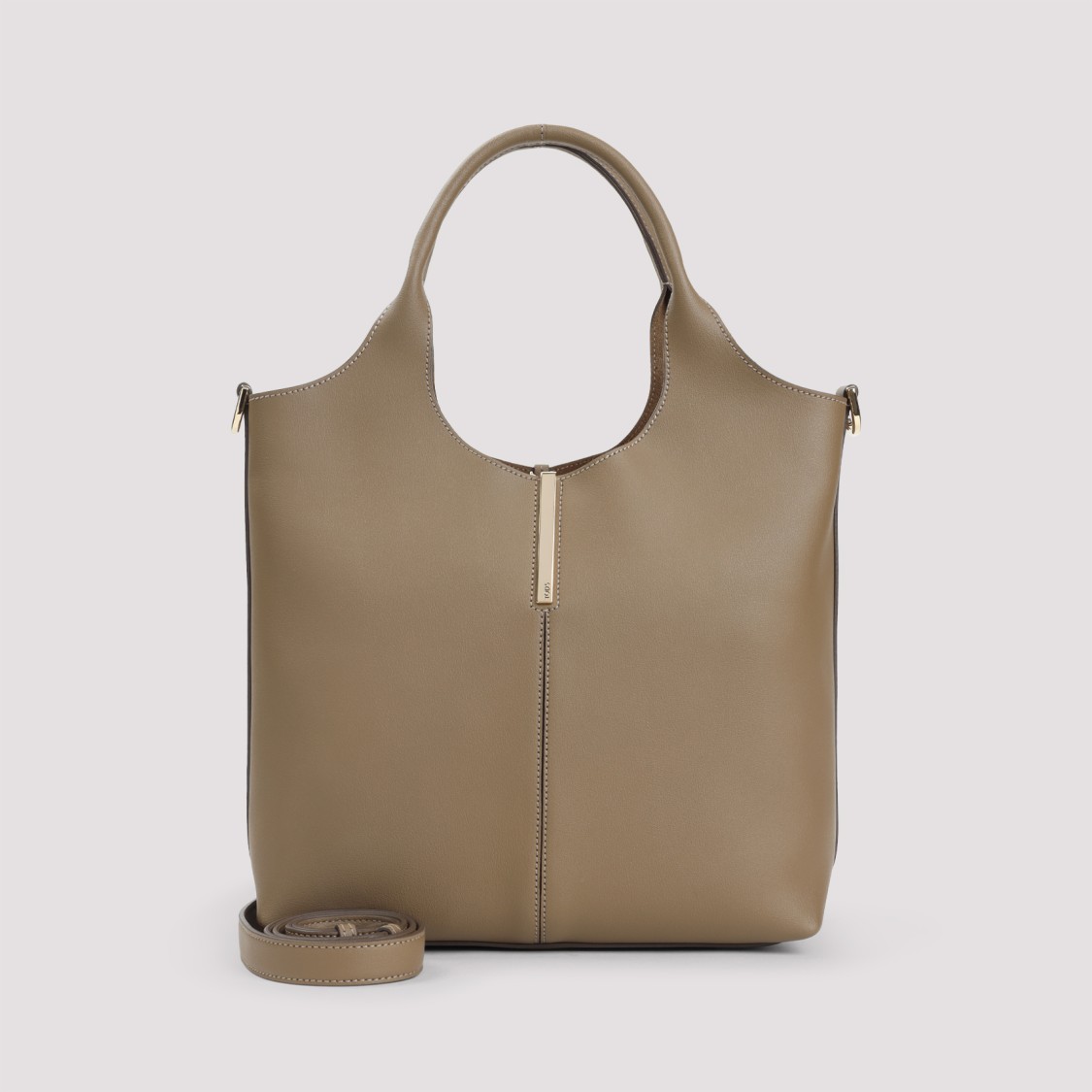 Tod's Structured Shoulder Bag In Smooth Leather In Neutral
