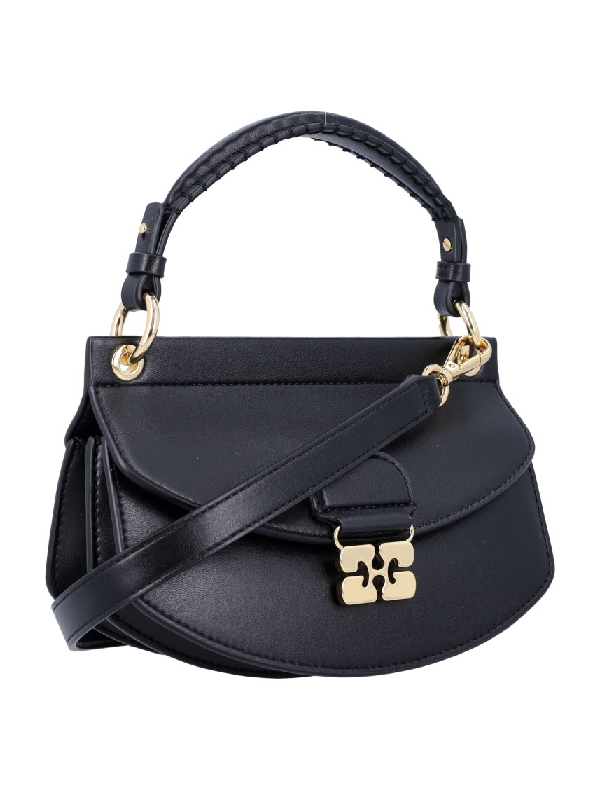 Ganni Mini Top Handle Apo-g Bag In Black