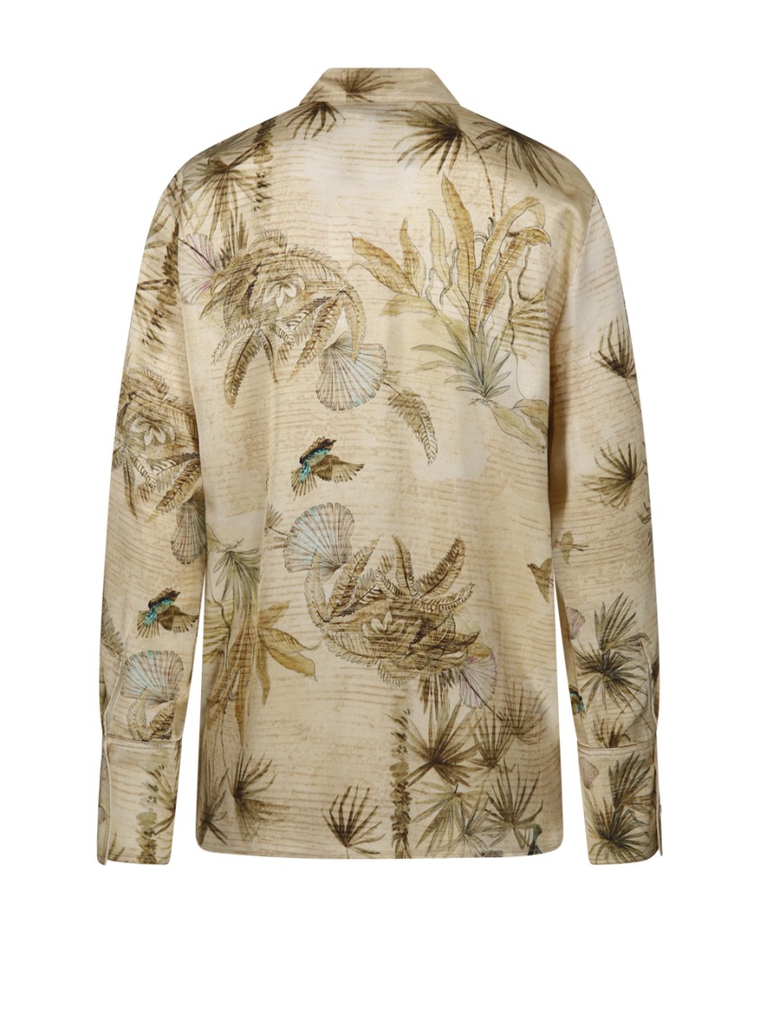 Shop Forte Forte The Sacred Forest Print Envers Satin Shirt In Neutrals