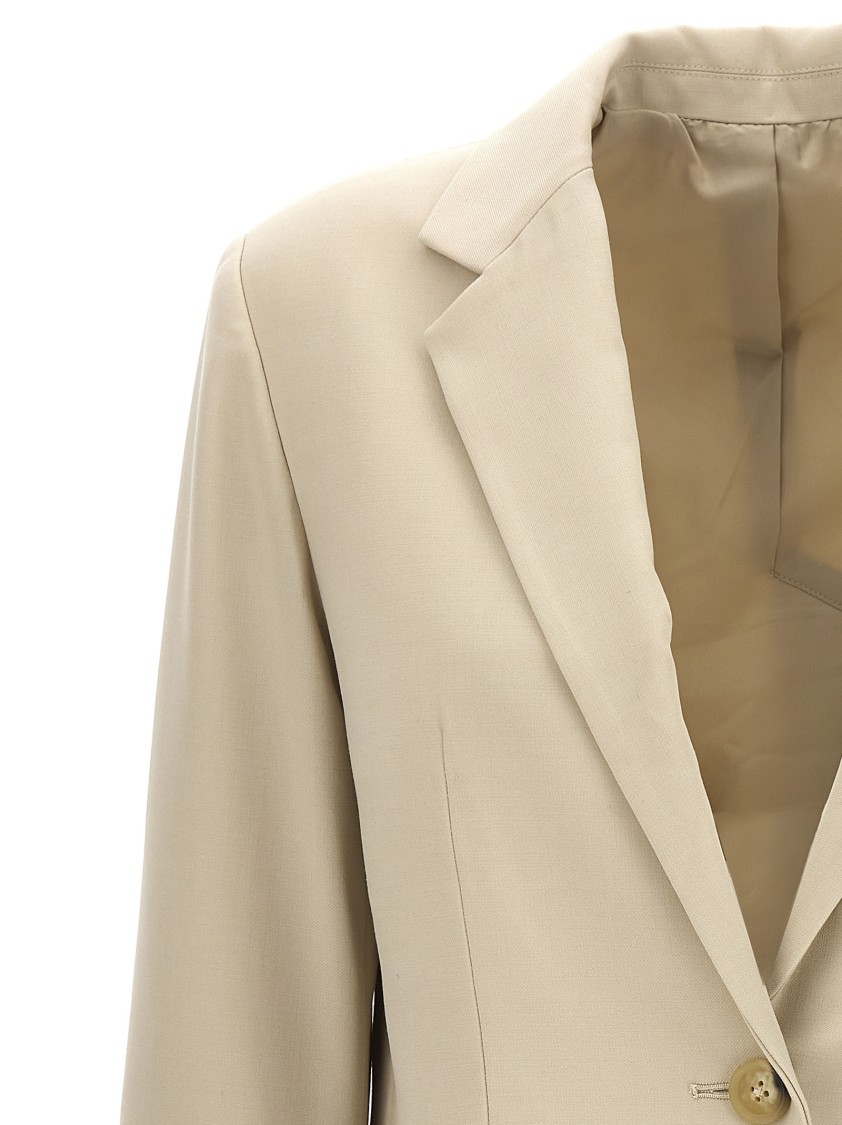 Helmut Lang Single-breasted Wool Blend Blazer In Neutral