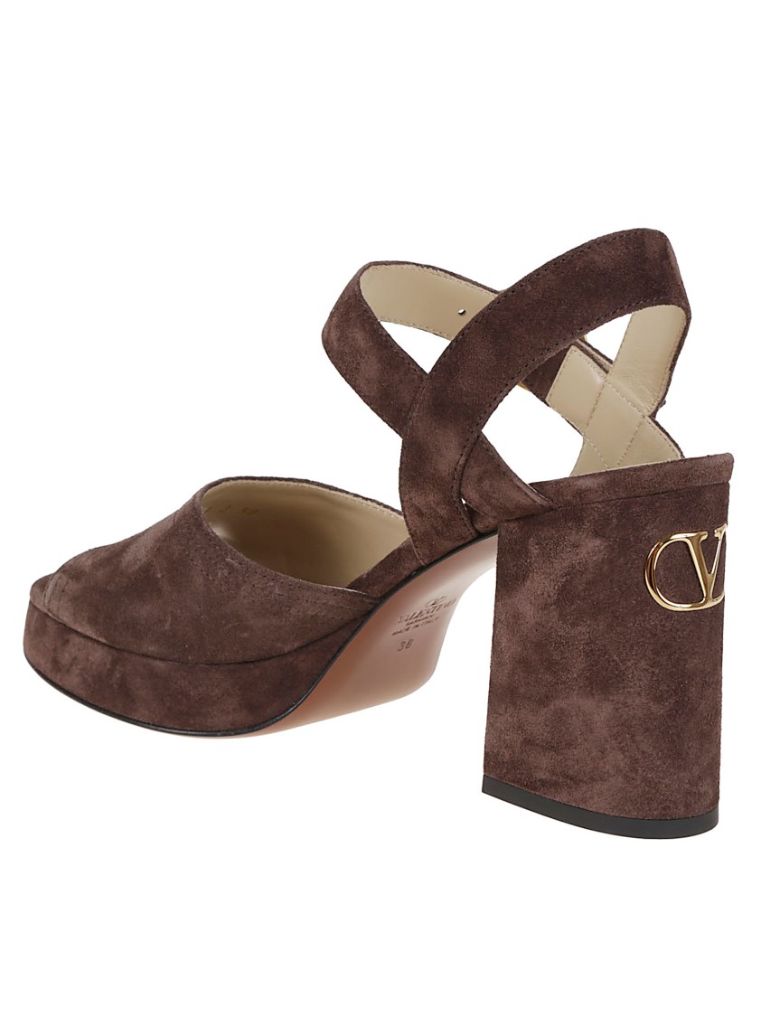 Valentino Fawcette Suede Platform Sandals With 100mm Heel In Brown