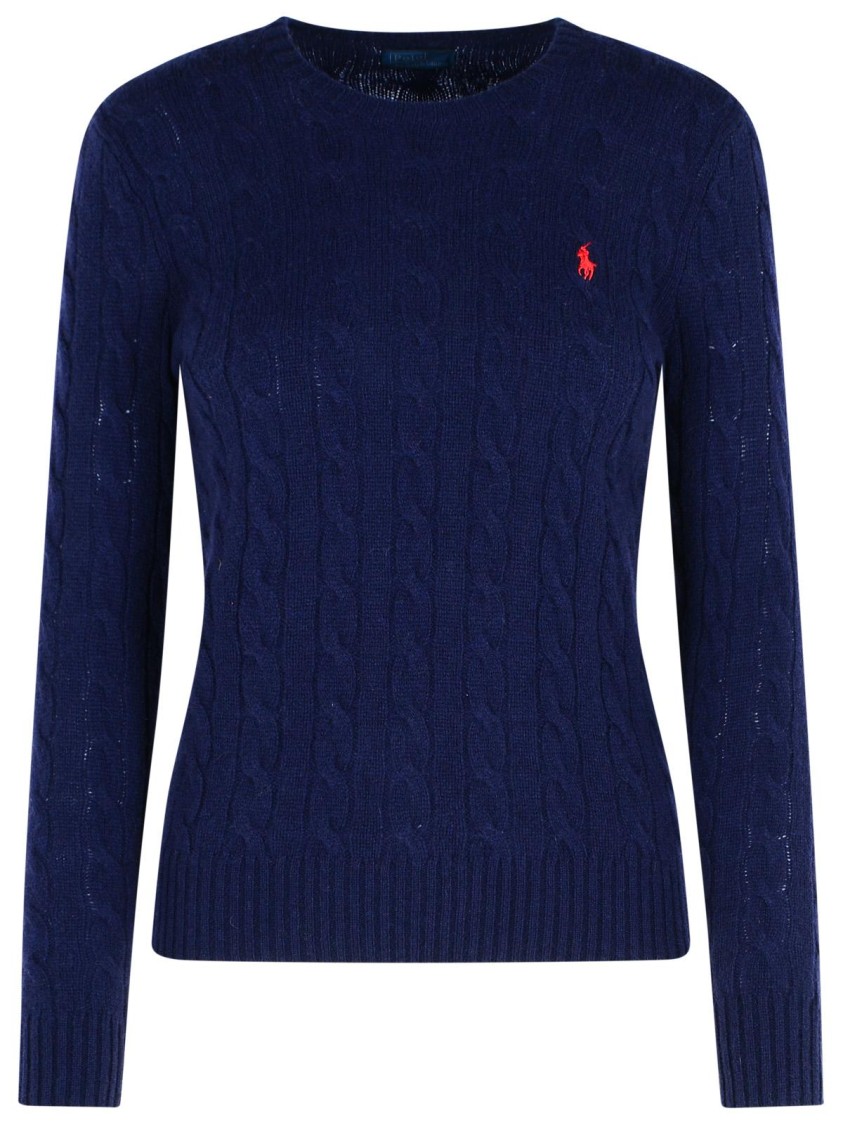 Polo Ralph Lauren Navy Cashmere Blend Sweater In Blue