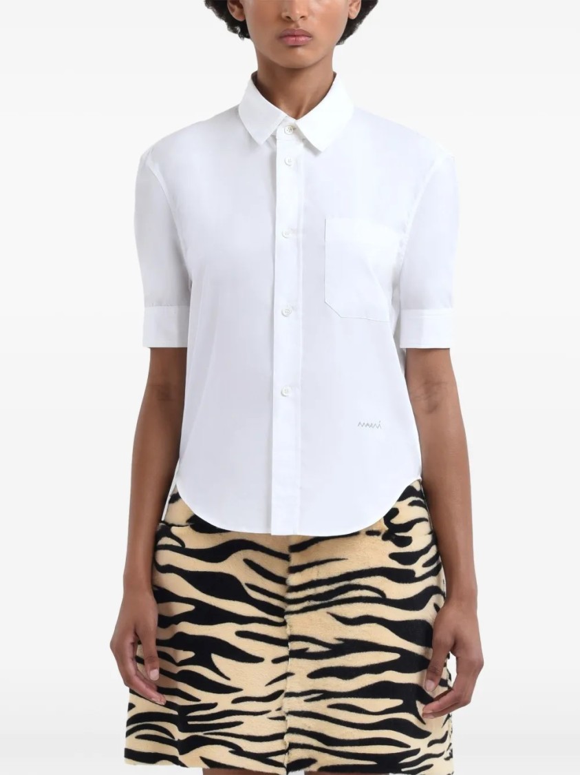 Marni Short-sleeved Tailored Cotton Shirt In White