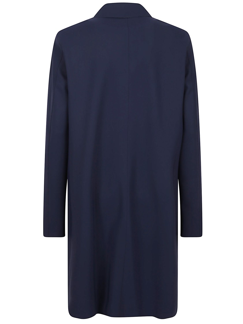 Herno Blue Coat With Concealed Closure And Collar In Stretch Polyamide Woman In Blue