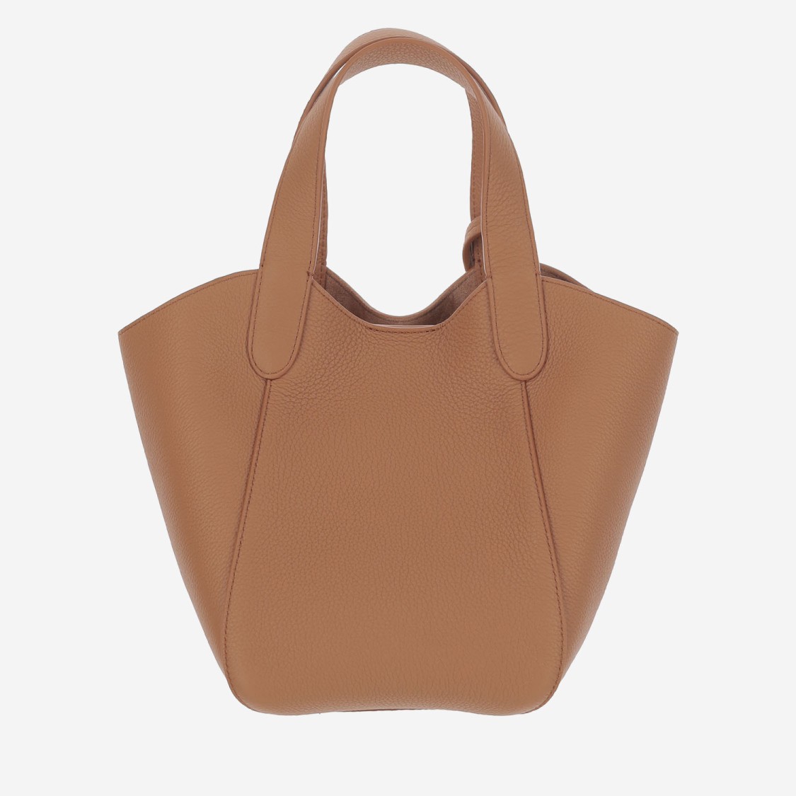 Giorgio Armani Logo Stamp Leather Top Handle Bag In Brown
