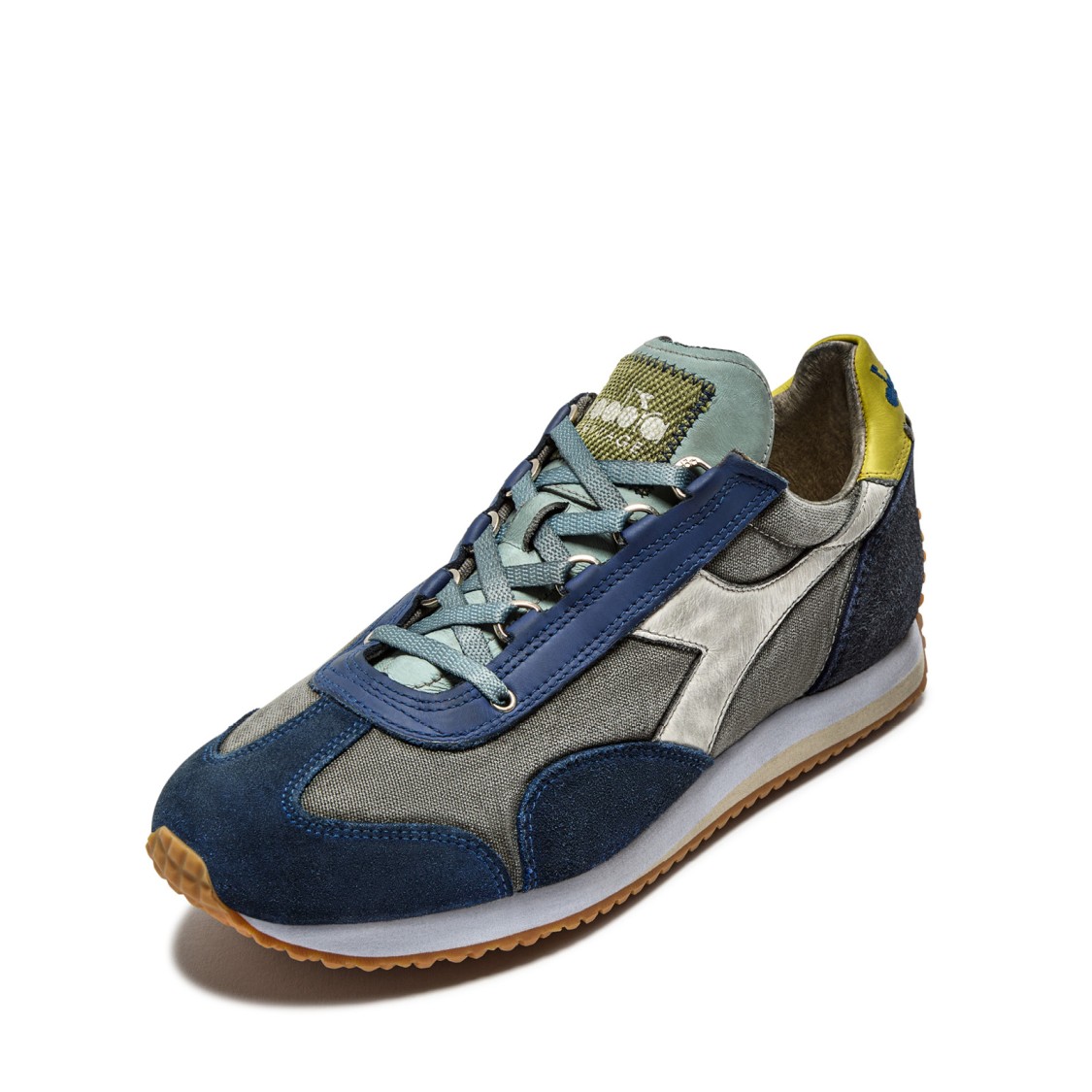 Diadora Blue And Canvas Stonewash Gray Equipe Sneakers In Blue