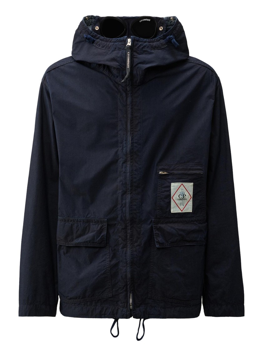 C.p. Company C.p.company Men Goggle 50 Yarns Jacket With Hood In Blue