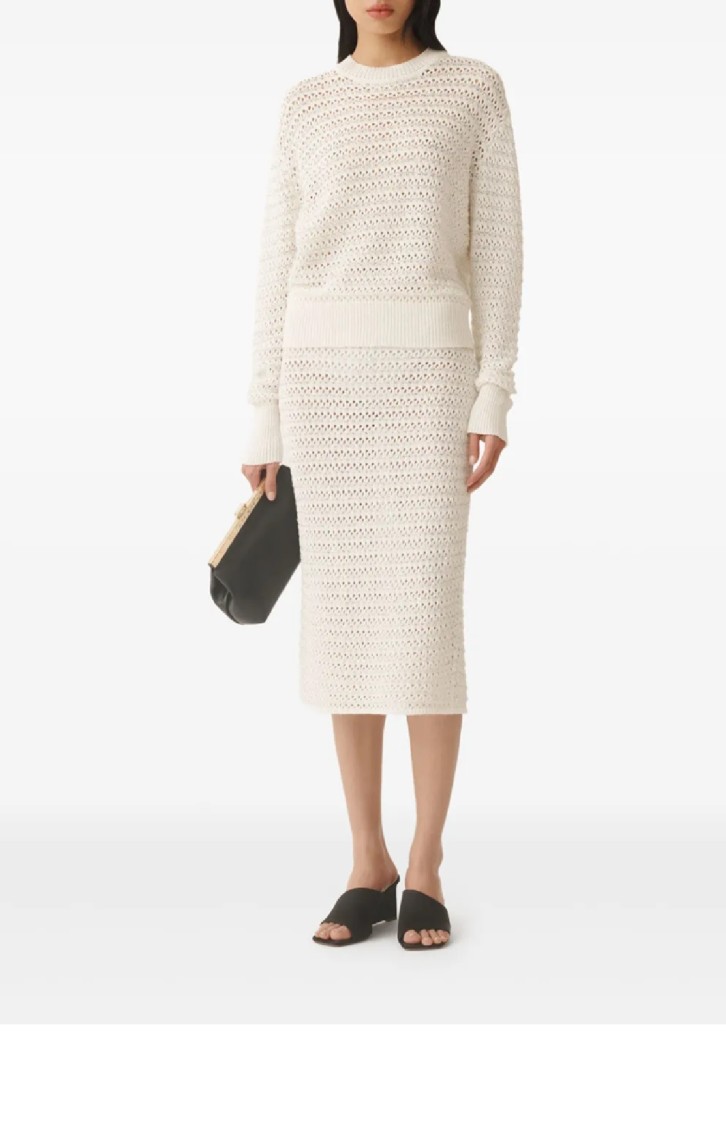 Fabiana Filippi Textured Open Weave Knit Sweater In White