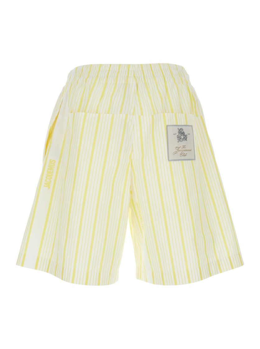 Shop Jacquemus Ìle Short Aloe' White Cotton Striped Shorts
