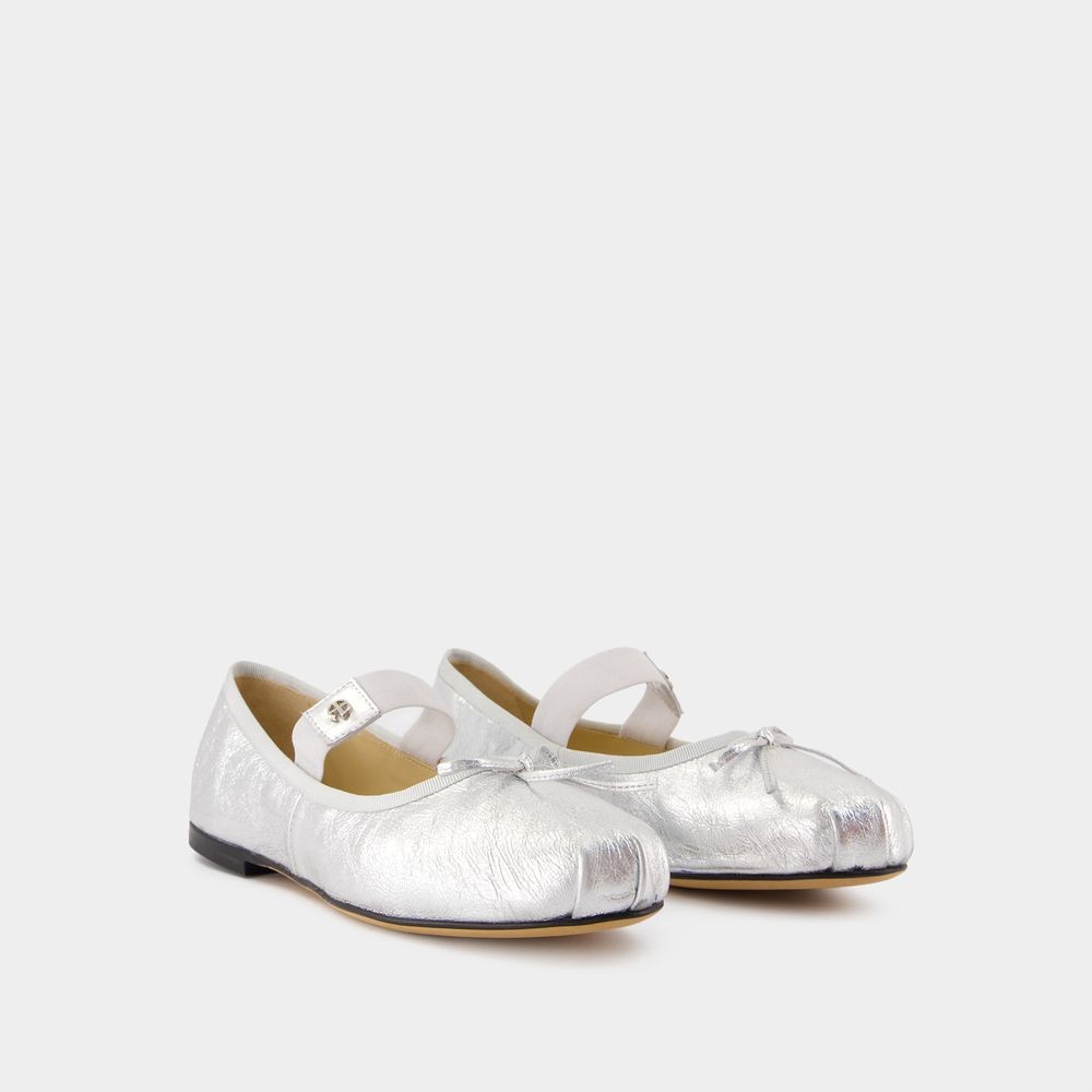 Shop Anine Bing Jolie Flat Shoes - Leather - Silver