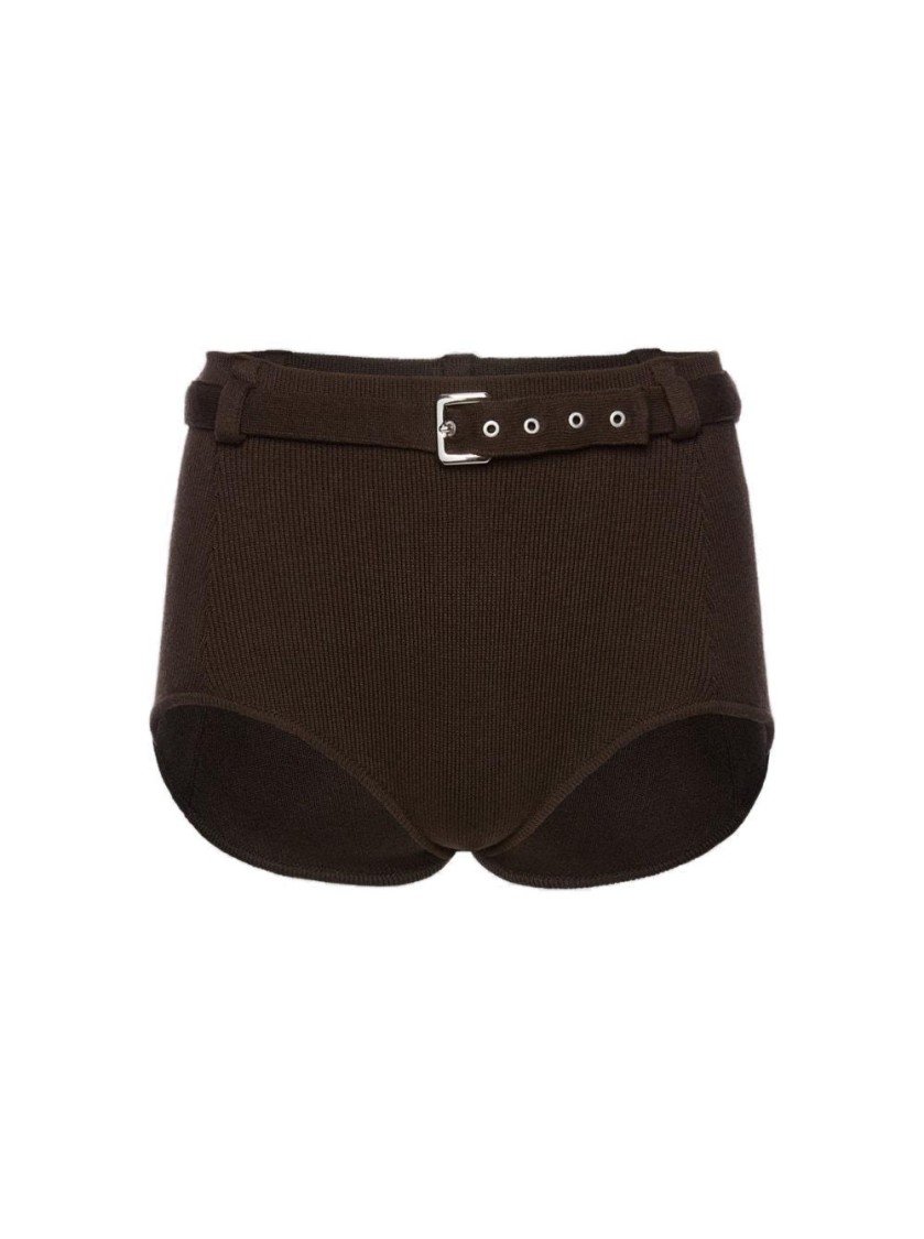 Magda Butrym Belted Ribbed-knit Shorts