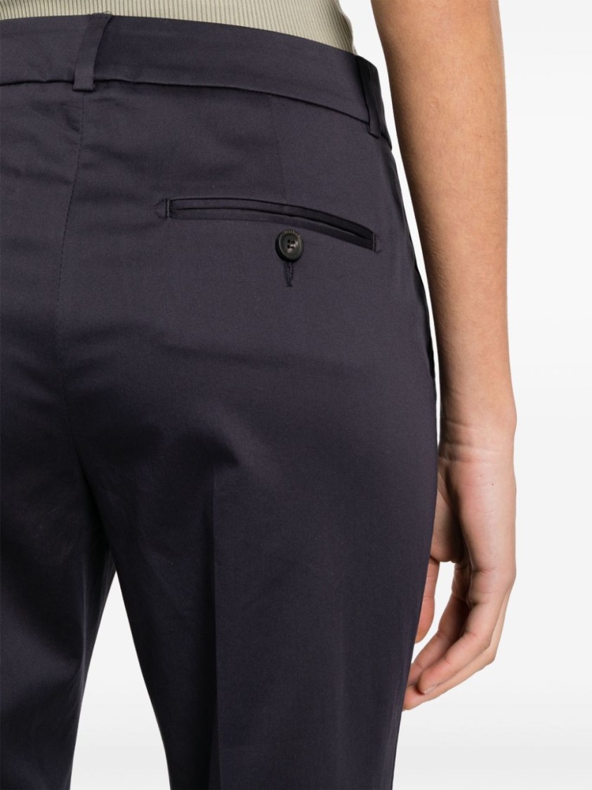 Peserico Tailored Navy Blue Trousers With Embossed Finish In Blue