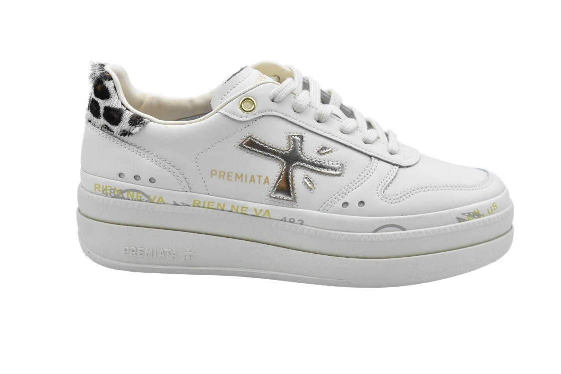 Premiata Low-top Dual-layer Platform Sneakers In White