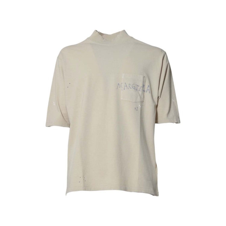 Tシャツ・カットソー Maison Margiela Sand Cotton T-Shirt With Graffiti Logo Maison Margiela Sand Cotton T-Shirt With Graffiti Logo | THE