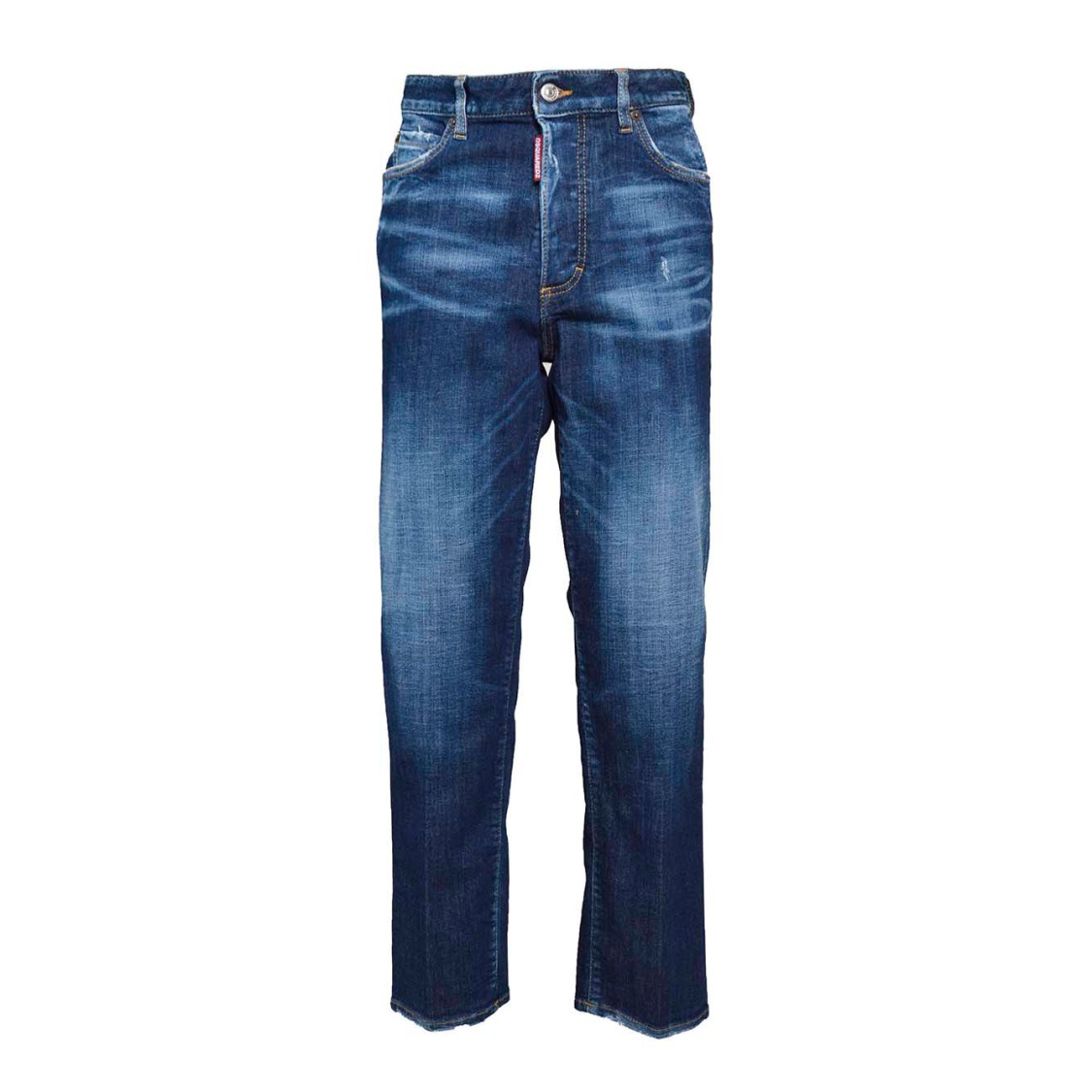 Shop Dsquared2 Boston Dark Basic Blue Denim Jeans