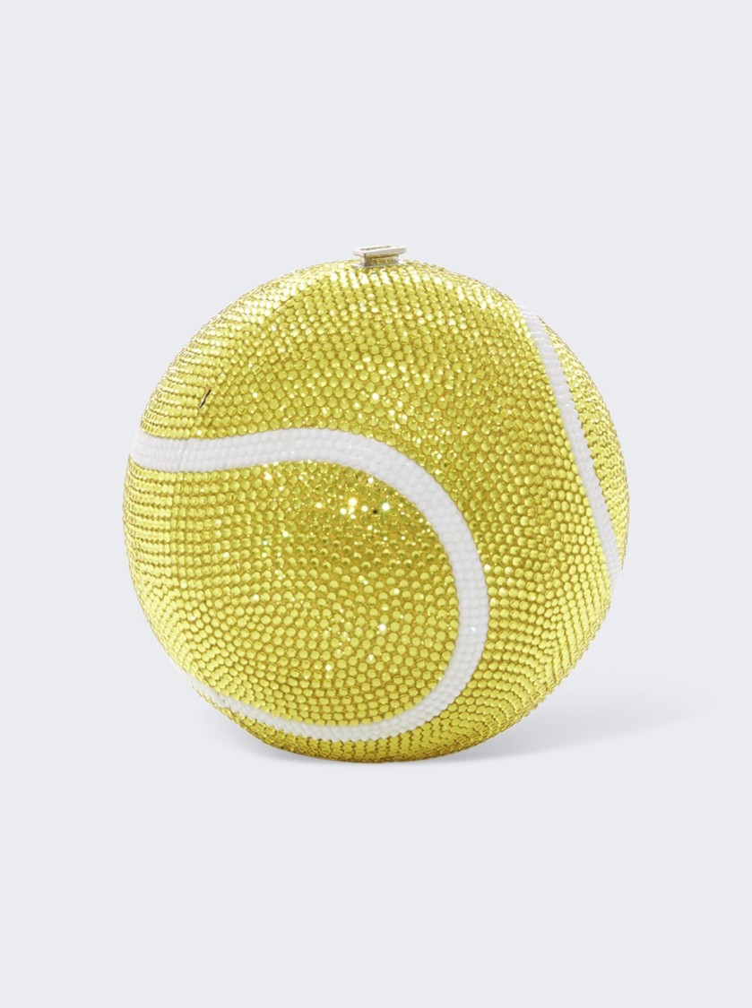 Shop Judith Leiber Tennis Ball Clutch Yellow And White Crystal