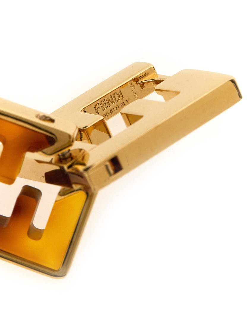 Fendi Enduring Geometric Design Earrings In Gold
