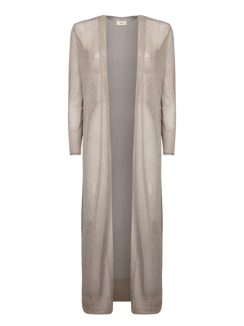 Herno Long Flowing Cardigan In Shiny Lurex Fabric