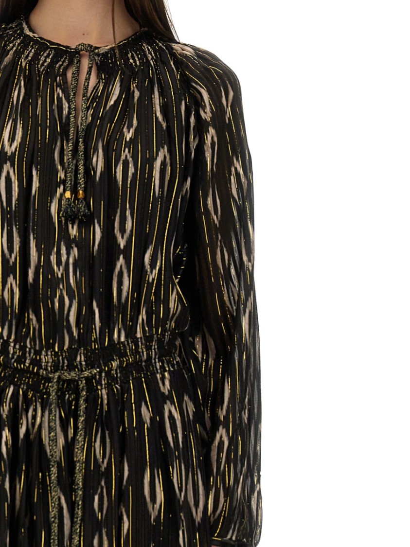 Isabel Marant ml Sana Black Dress With Golden Stripes In Black