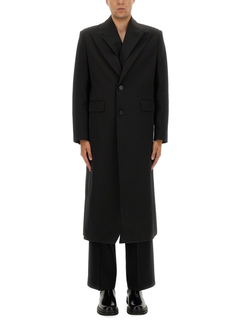 Jean Paul Gaultier Double Layer Coat With Structured Silhouette In Black
