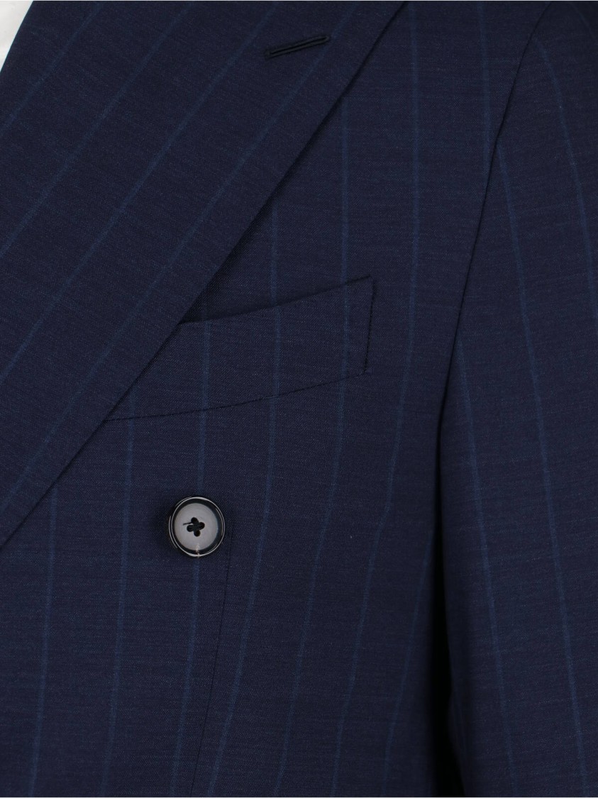 Caruso Double-breasted Complete In Blue