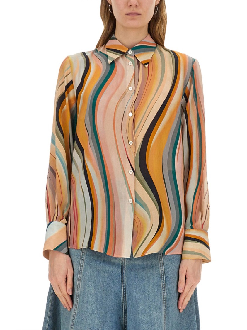 Ps By Paul Smith Ps Paul Smith Shirt With Silk Finish In Multicolor