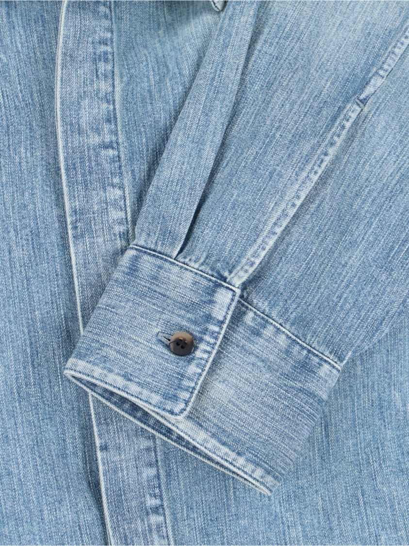 Shop Fear Of God Relaxed Fit Denim Shirt With Classic Collar In Blue