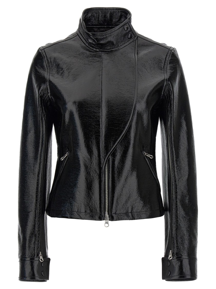 Courrèges Motorcycle Vinyl' Jacket In Black