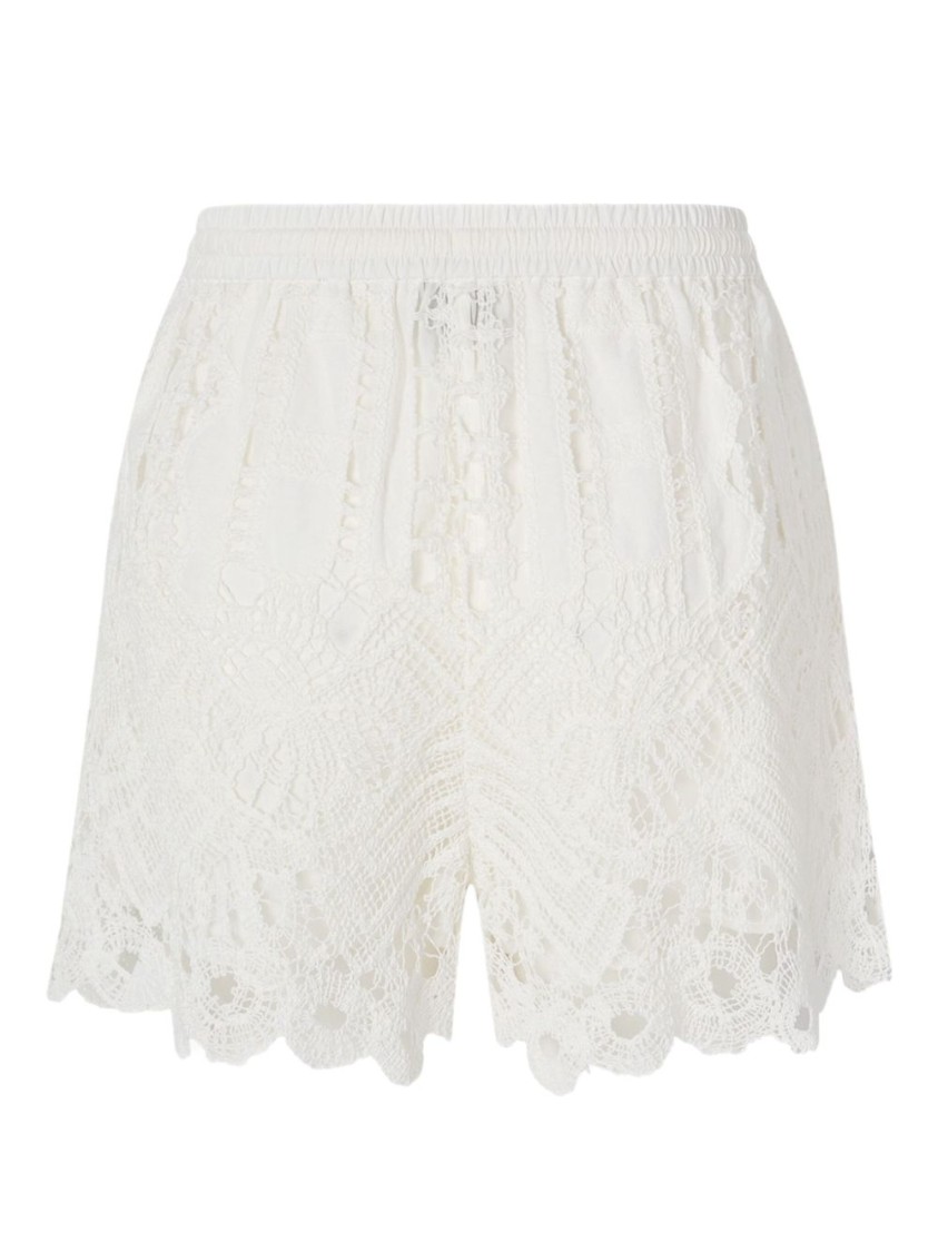 Pinko White Lace Design Serenata Rap Shorts