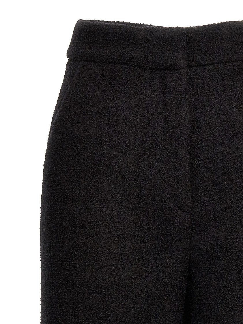 Moschino Wide-leg Textured Fabric Elastic Waistband Pants In Black