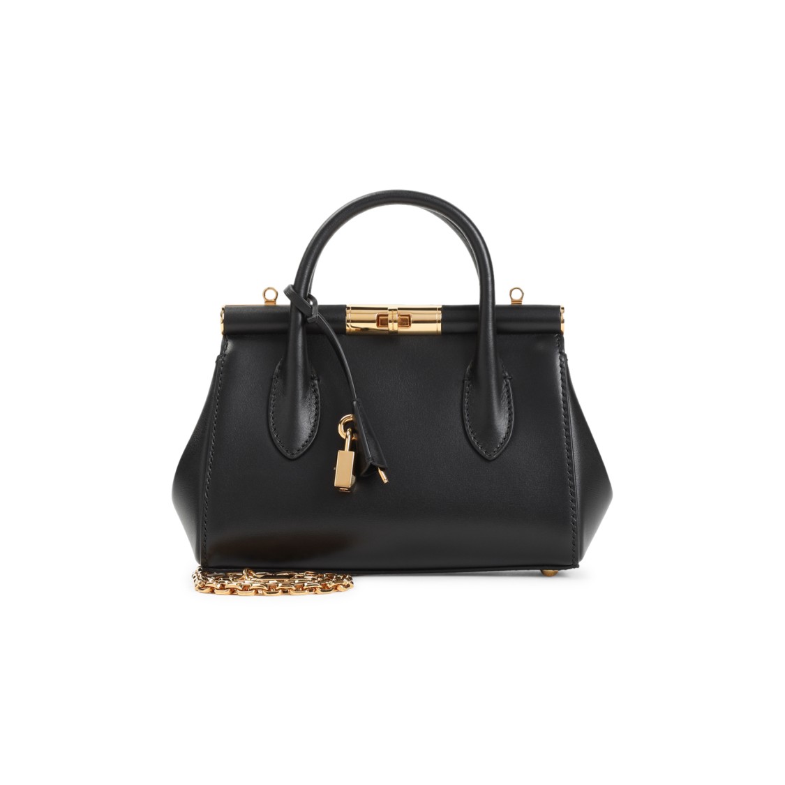 Dolce & Gabbana Structured Leather Handbag In Black